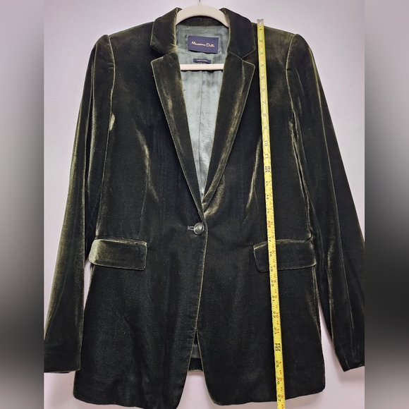 Massimo Dutti Green Velvet Blazer Sz 6 - Picture 7 of 16